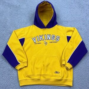 VTG Reebok NFL Vikings National Conference Hoodie Yellow Pullover Youth L?